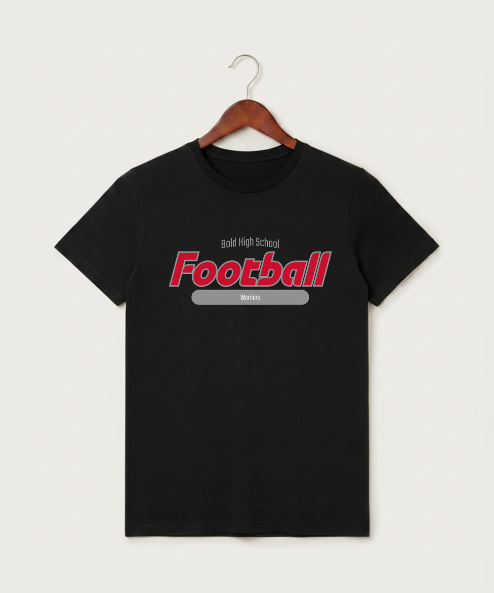 Bold High School Football (Boys) - Black T-Shirt - Full Front