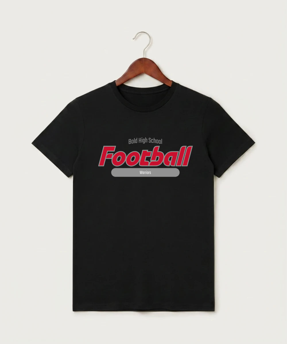 Bold High School Football (Boys) - Black T-Shirt - Full Front