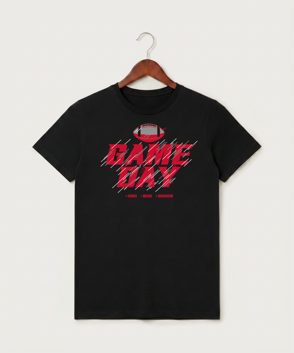 Bold High School Football (Boys) - Black T-Shirt - Full Front