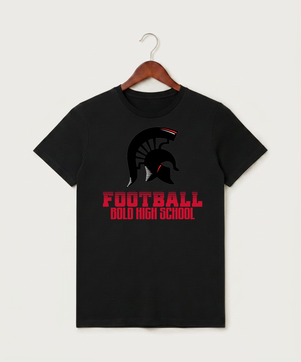 Bold High School Football (Boys) - Black T-Shirt - Full Front