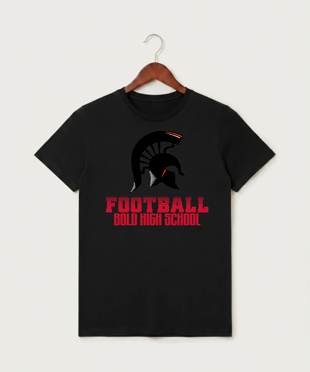 Bold High School Football (Boys) - Black T-Shirt - Full Front
