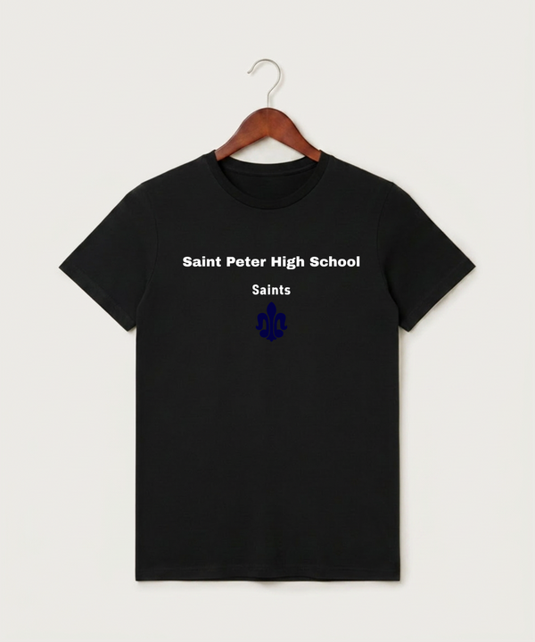Saint Peter High School Athletics - Black T-Shirt - Full Front
