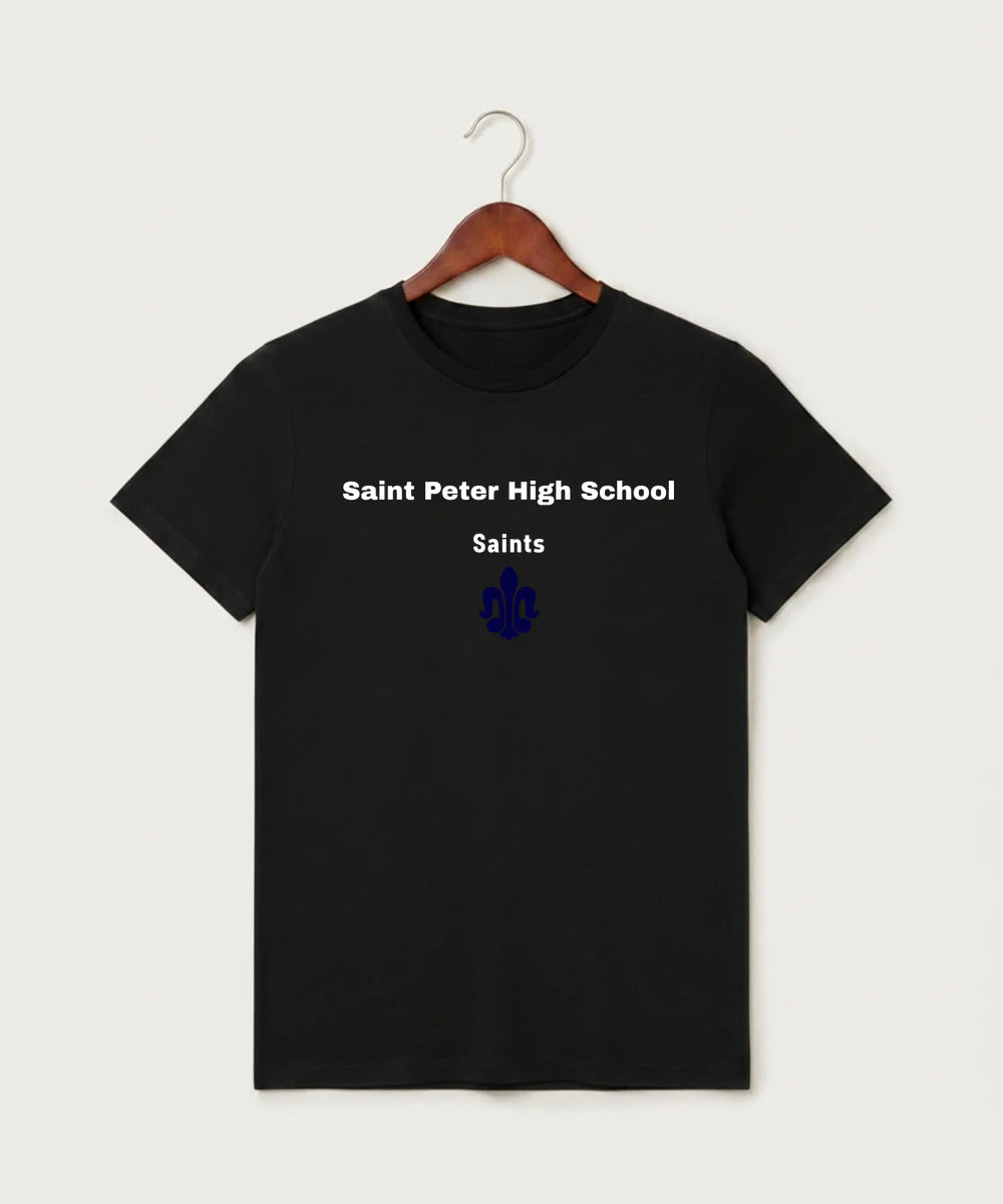 Saint Peter High School Athletics - Black T-Shirt - Full Front