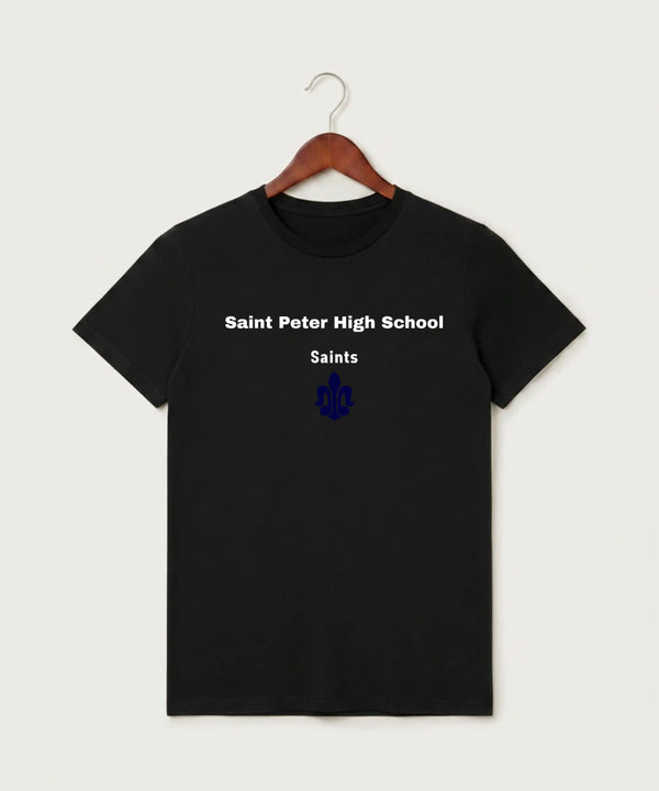 Saint Peter High School Athletics - Black T-Shirt - Full Front