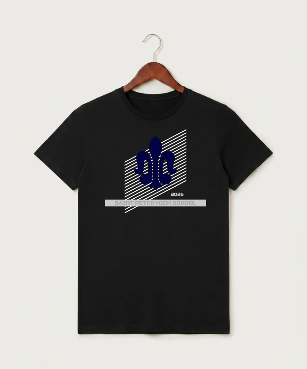 Saint Peter High School Athletics - Black T-Shirt - Full Front