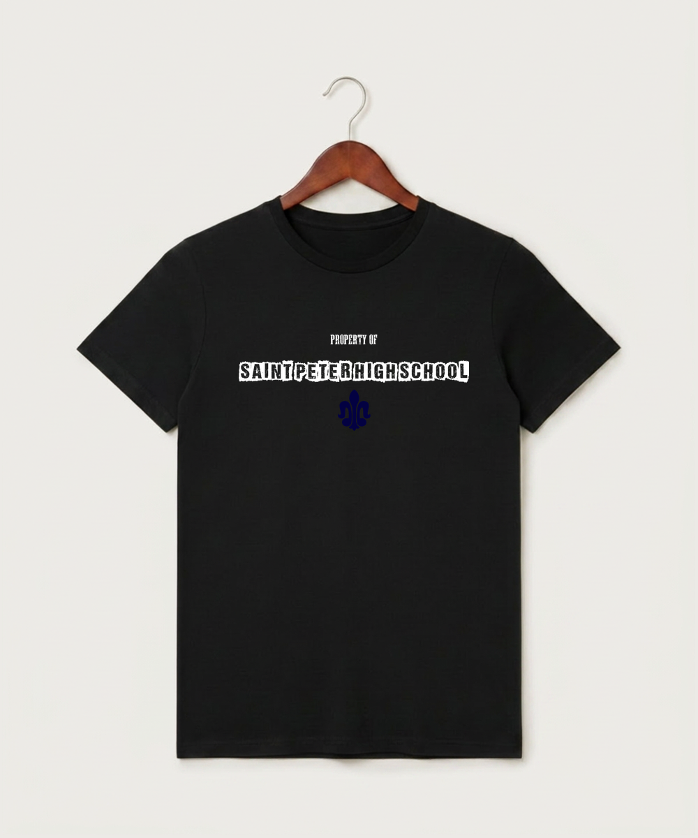 Saint Peter High School Athletics - Black T-Shirt - Full Front