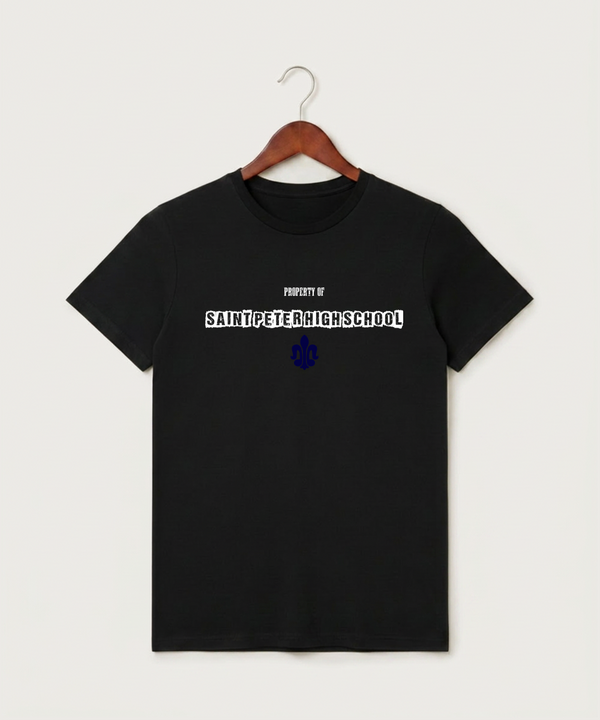 Saint Peter High School Athletics - Black T-Shirt - Full Front