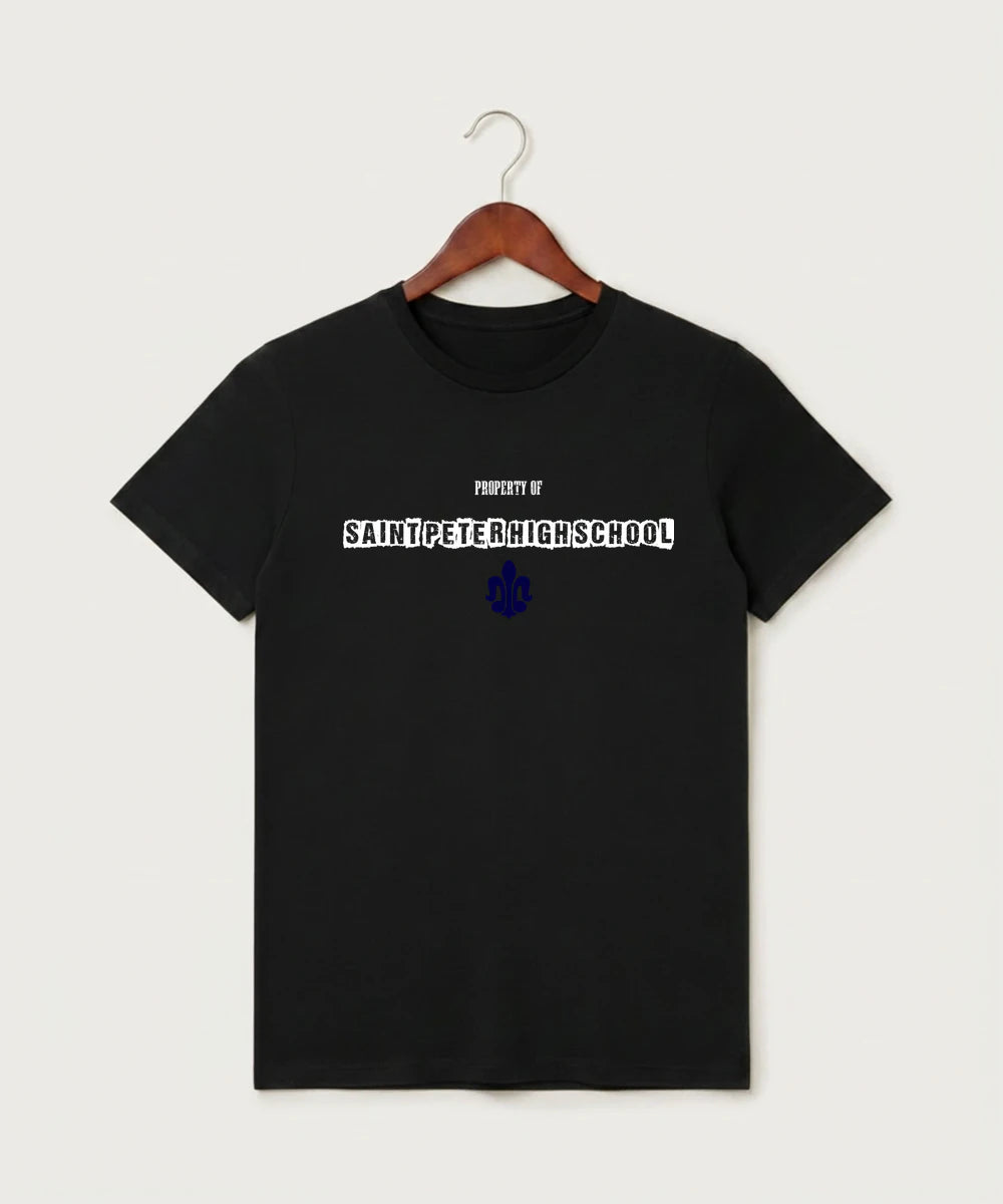 Saint Peter High School Athletics - Black T-Shirt - Full Front
