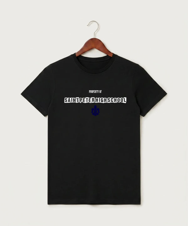 Saint Peter High School Athletics - Black T-Shirt - Full Front