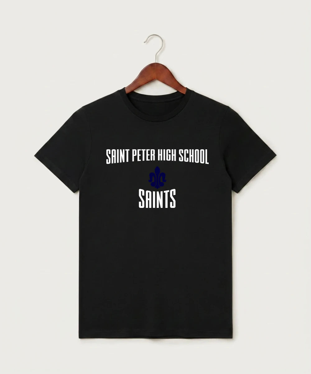 Saint Peter High School Athletics - Black T-Shirt - Full Front