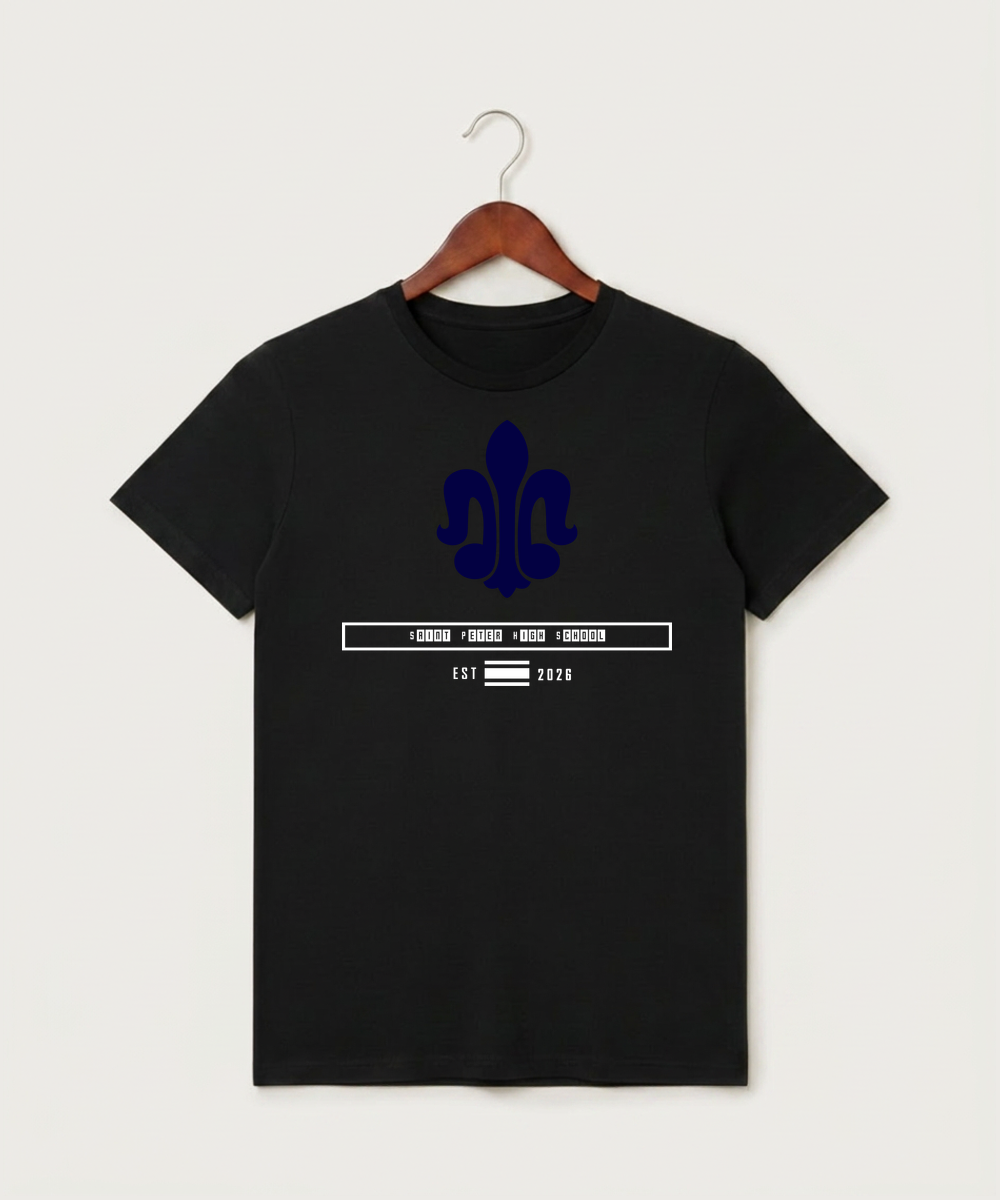 Saint Peter High School Athletics - Black T-Shirt - Full Front