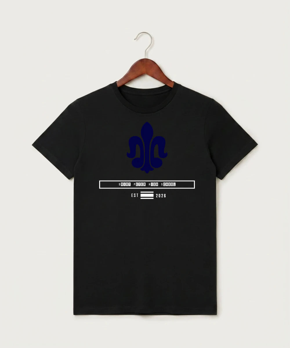 Saint Peter High School Athletics - Black T-Shirt - Full Front