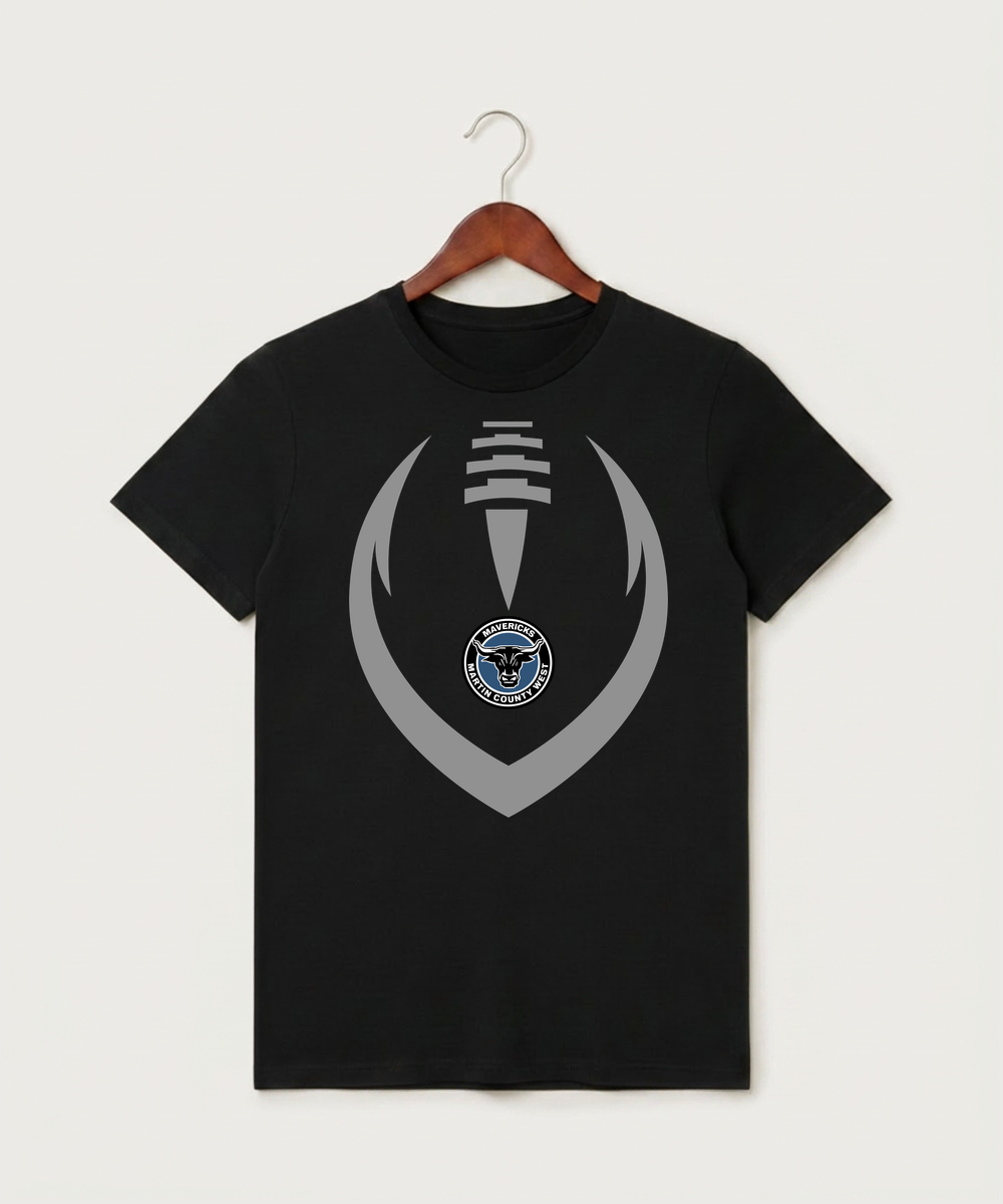 Martin County West High School Football (Boys) - Black T-Shirt - Full Front
