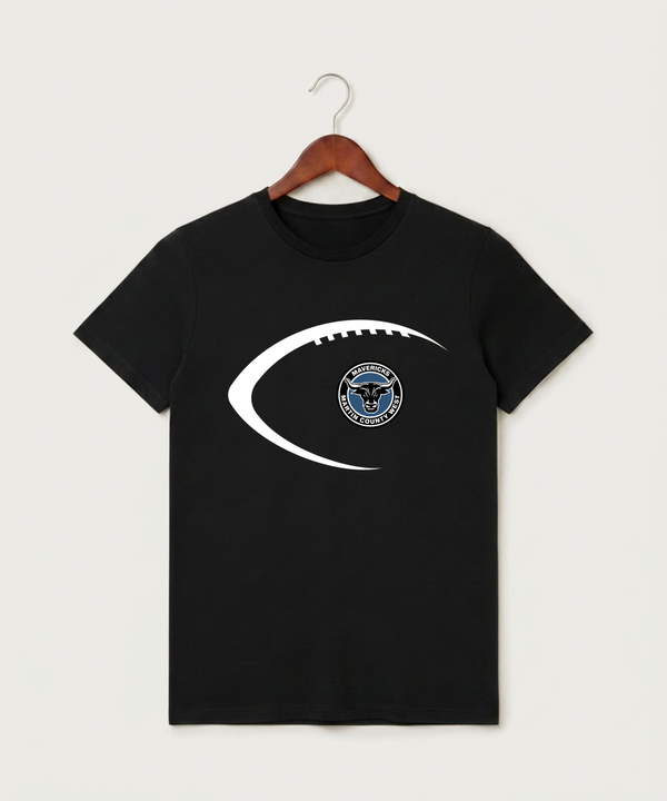 Martin County West High School Football (Boys) - Black T-Shirt - Full Front