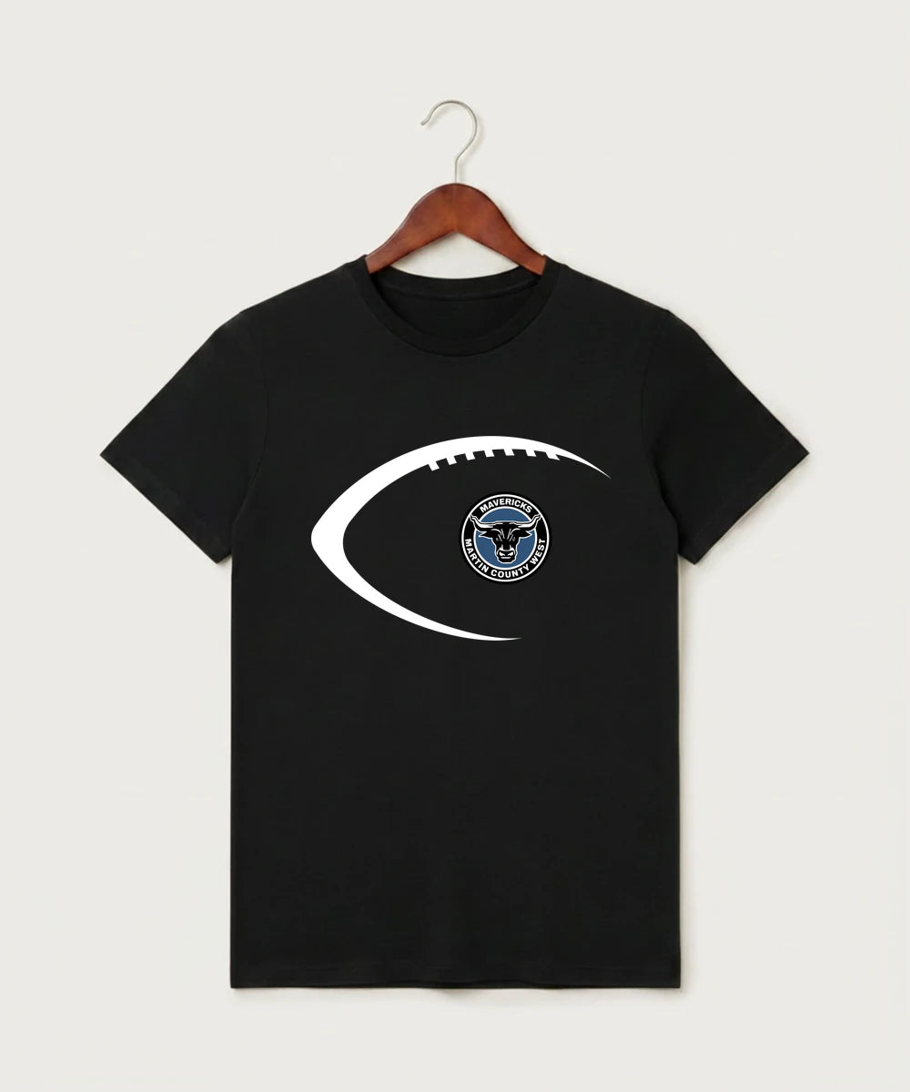 Martin County West High School Football (Boys) - Black T-Shirt - Full Front