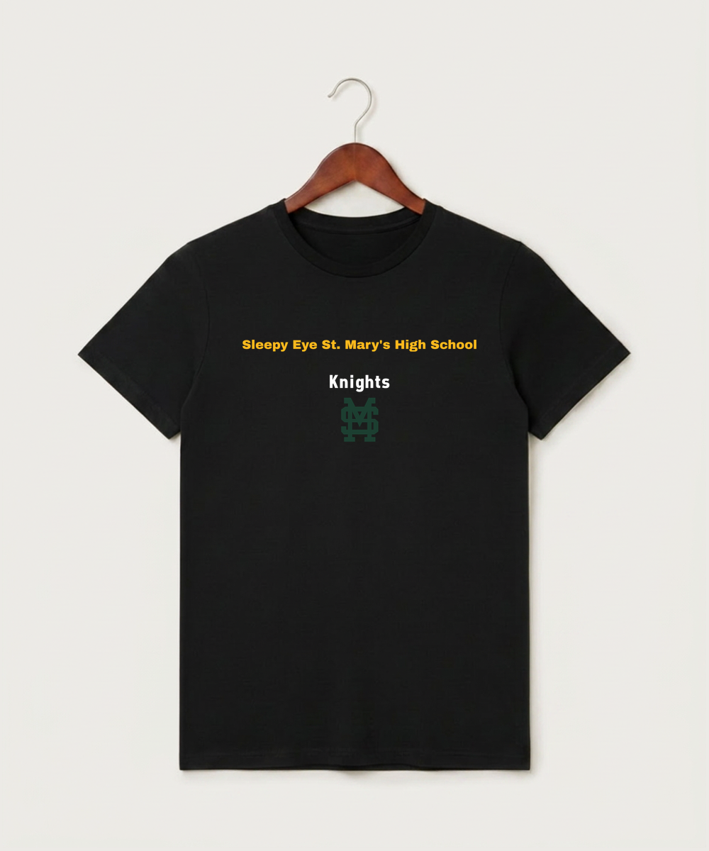 Sleepy Eye St. Mary's High School Athletics - Black T-Shirt - Full Front