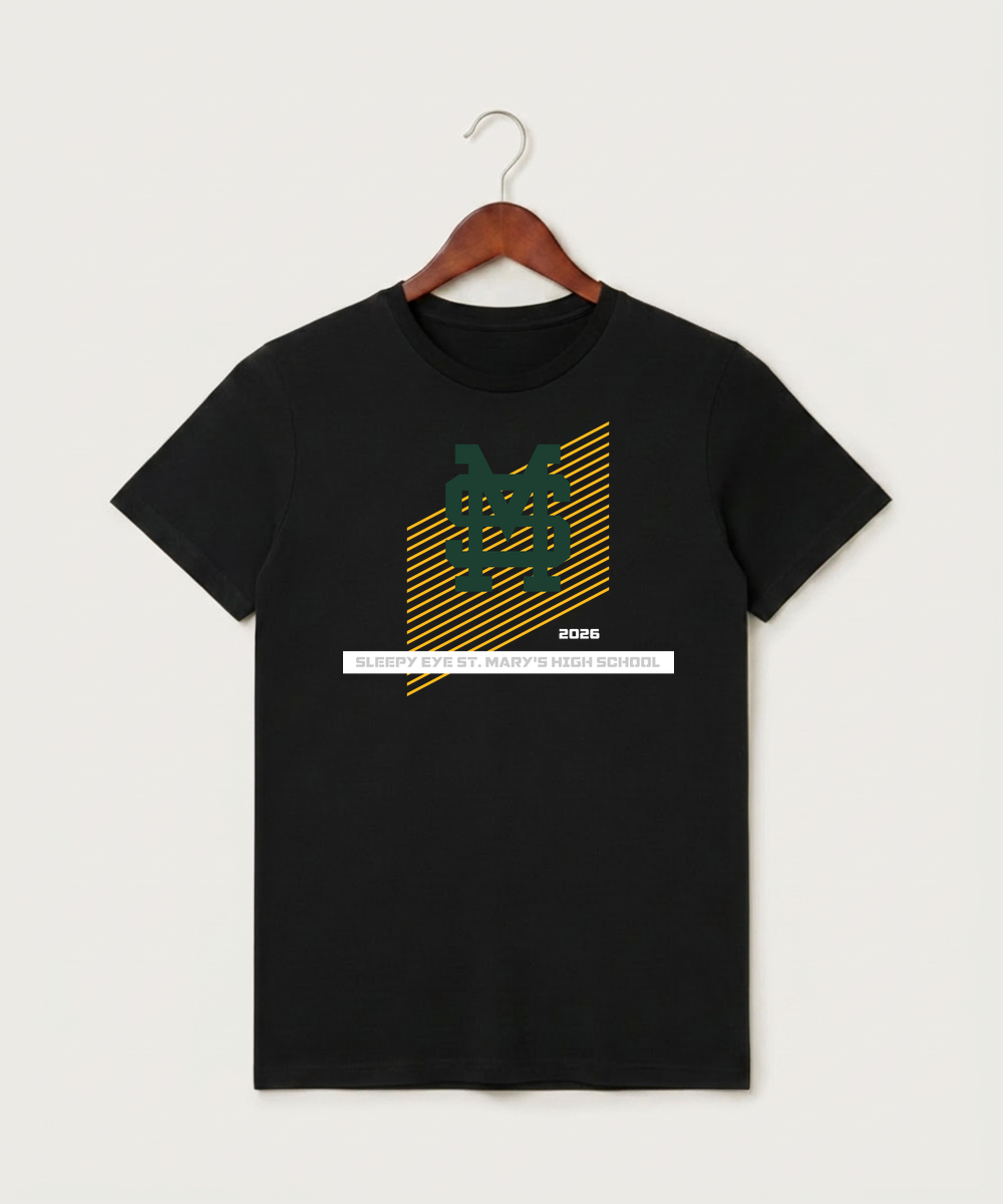 Sleepy Eye St. Mary's High School Athletics - Black T-Shirt - Full Front