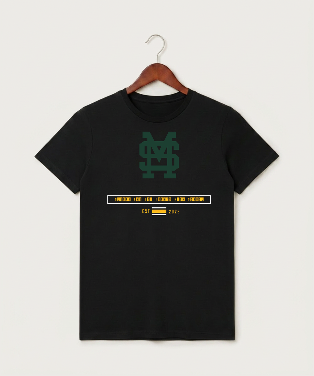 Sleepy Eye St. Mary's High School Athletics - Black T-Shirt - Full Front