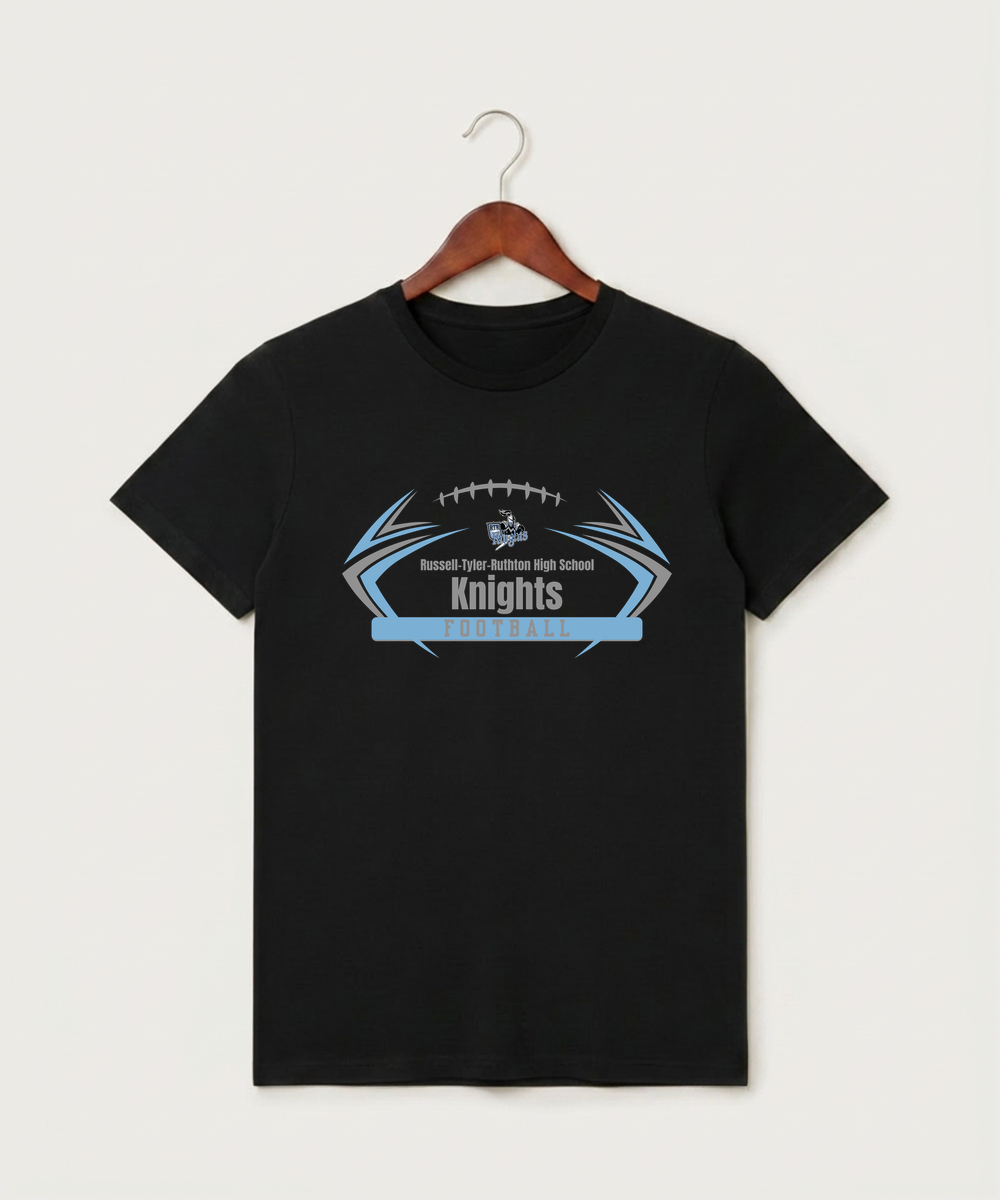 Russell-Tyler-Ruthton High School Football (Boys) - Black T-Shirt - Full Front