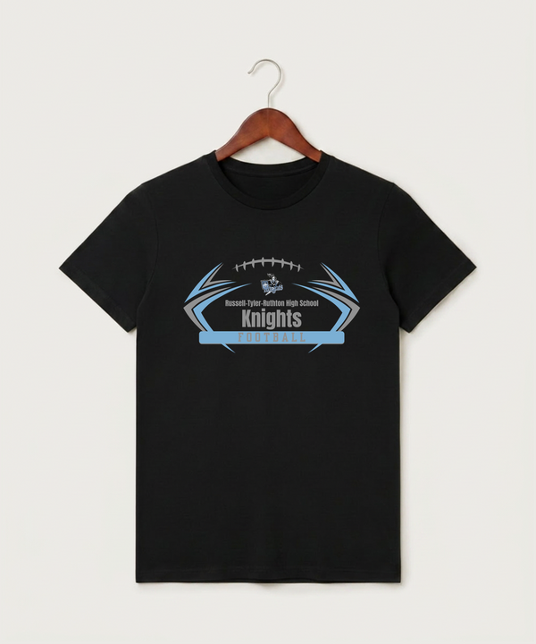 Russell-Tyler-Ruthton High School Football (Boys) - Black T-Shirt - Full Front