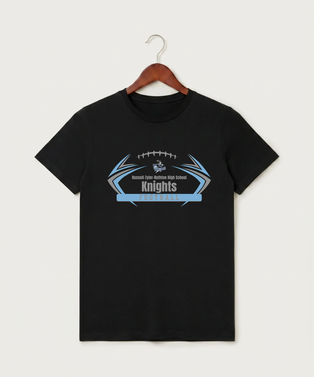 Russell-Tyler-Ruthton High School Football (Boys) - Black T-Shirt - Full Front