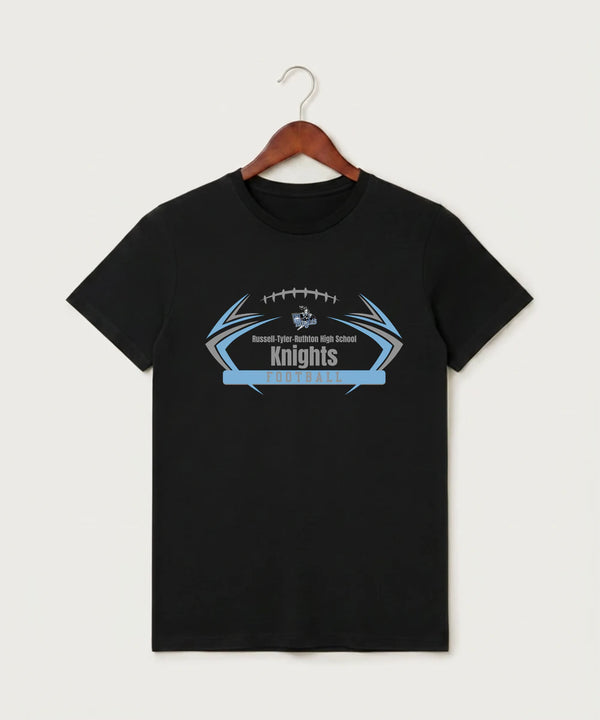 Russell-Tyler-Ruthton High School Football (Boys) - Black T-Shirt - Full Front