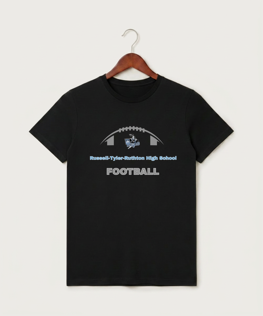 Russell-Tyler-Ruthton High School Football (Boys) - Black T-Shirt - Full Front