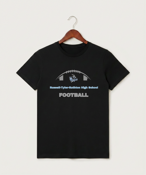 Russell-Tyler-Ruthton High School Football (Boys) - Black T-Shirt - Full Front