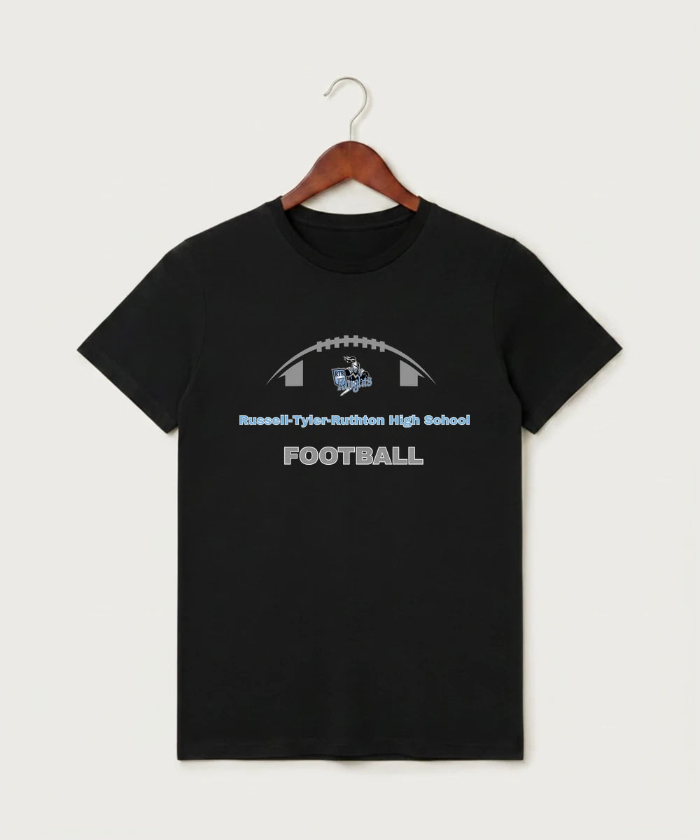 Russell-Tyler-Ruthton High School Football (Boys) - Black T-Shirt - Full Front