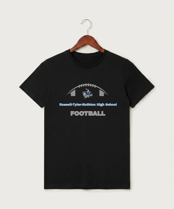 Russell-Tyler-Ruthton High School Football (Boys) - Black T-Shirt - Full Front