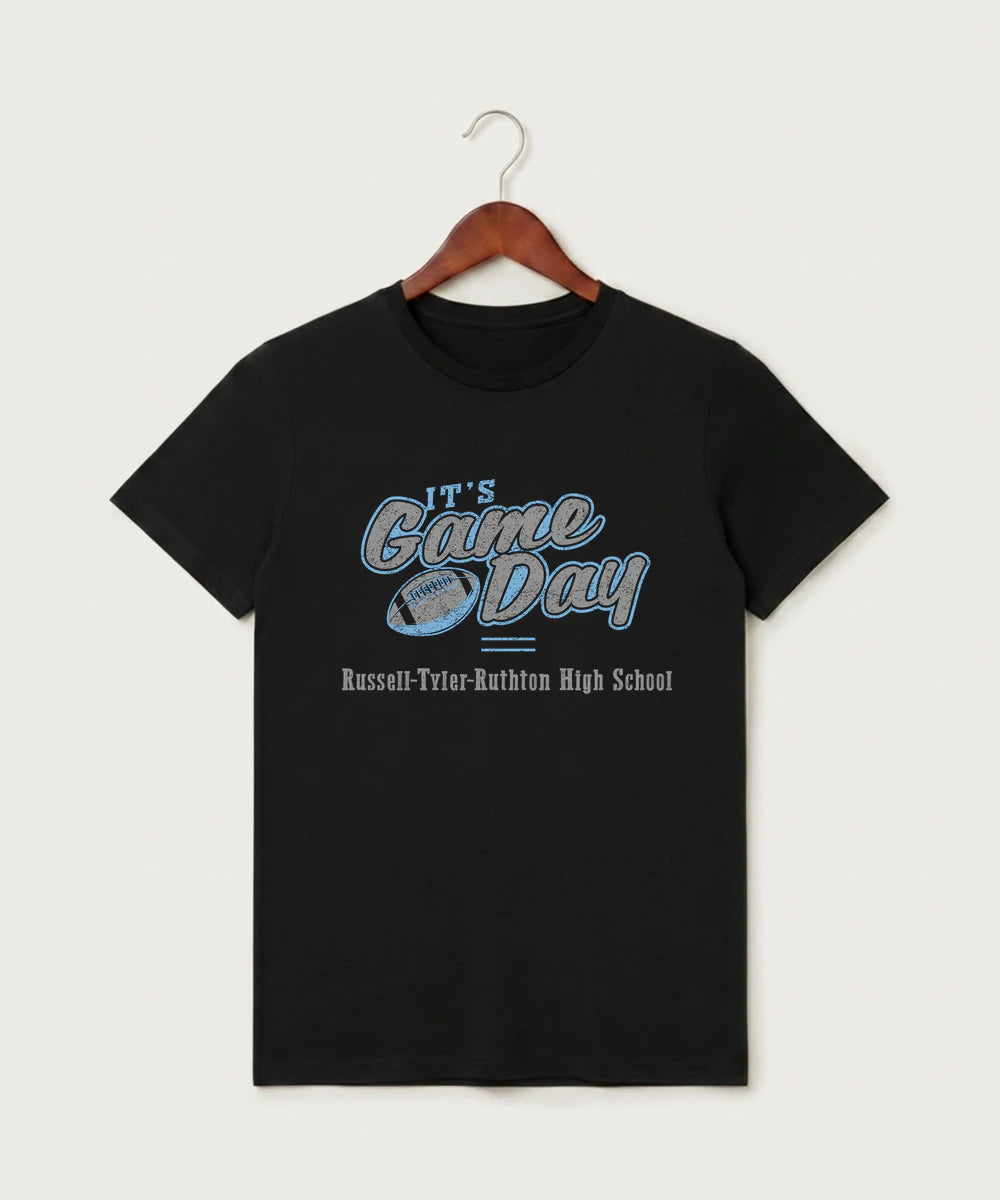 Russell-Tyler-Ruthton High School Football (Boys) - Black T-Shirt - Full Front