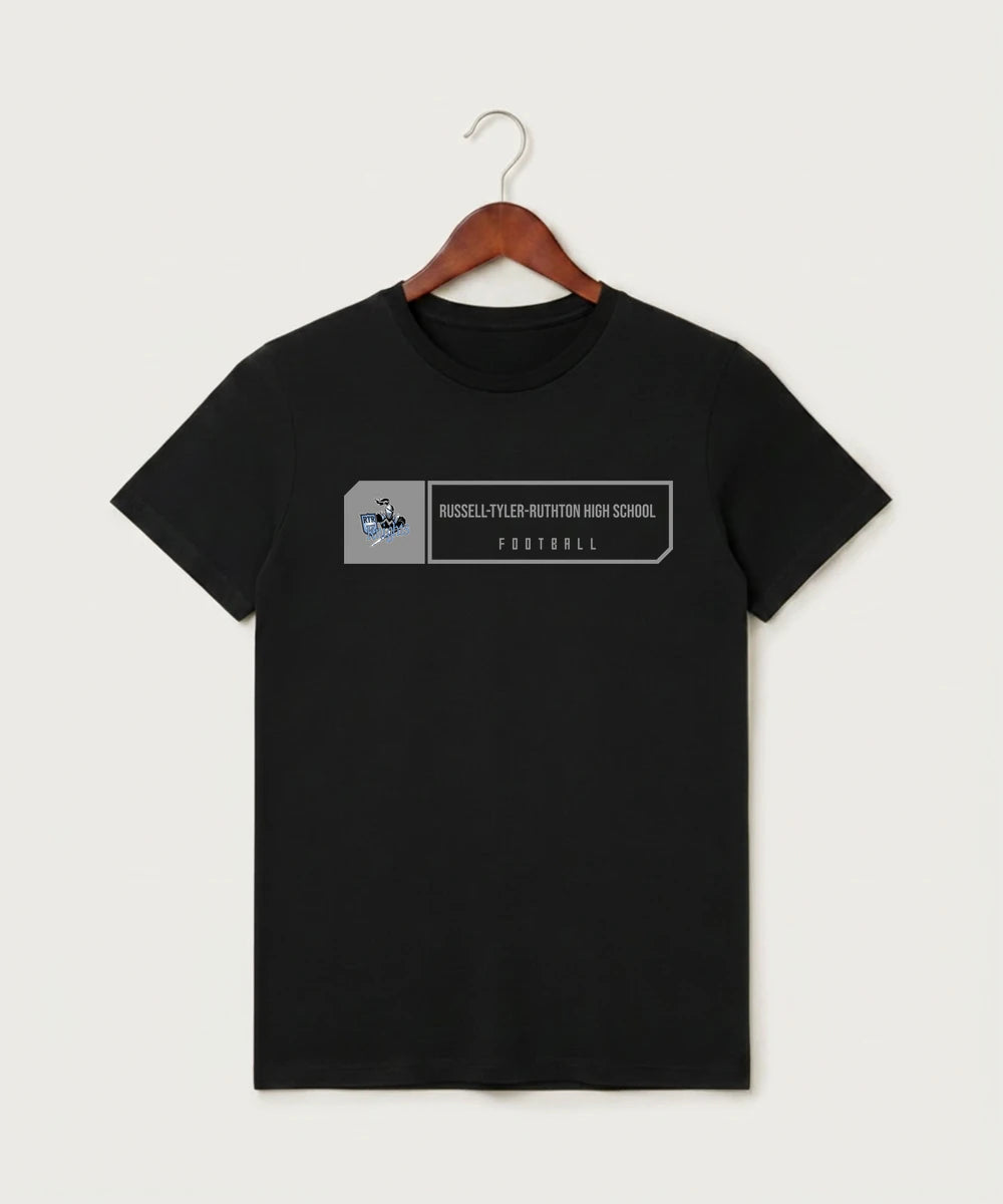 Russell-Tyler-Ruthton High School Football (Boys) - Black T-Shirt - Full Front