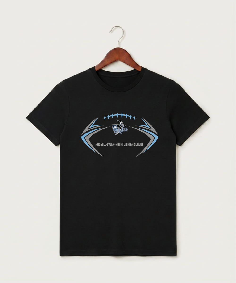 Russell-Tyler-Ruthton High School Football (Boys) - Black T-Shirt - Full Front