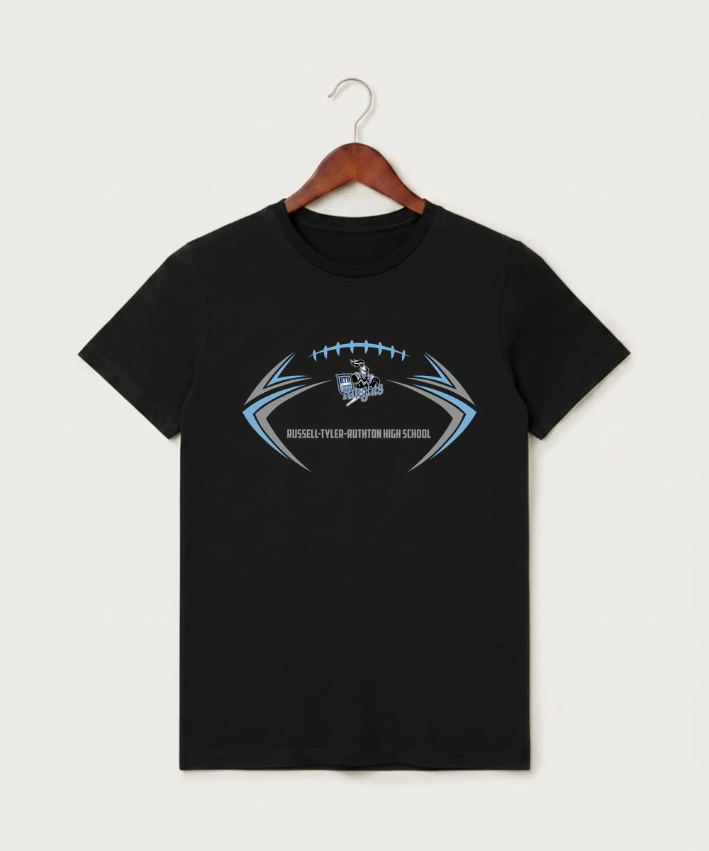 Russell-Tyler-Ruthton High School Football (Boys) - Black T-Shirt - Full Front
