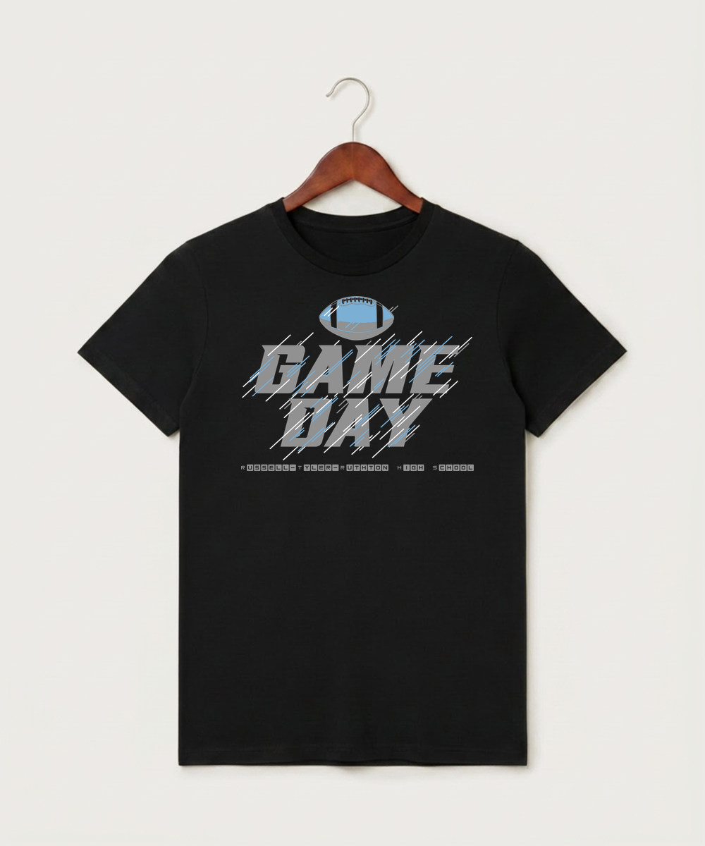 Russell-Tyler-Ruthton High School Football (Boys) - Black T-Shirt - Full Front