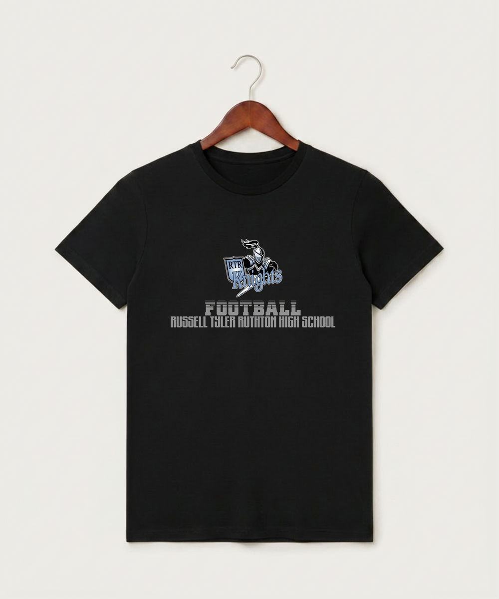Russell-Tyler-Ruthton High School Football (Boys) - Black T-Shirt - Full Front