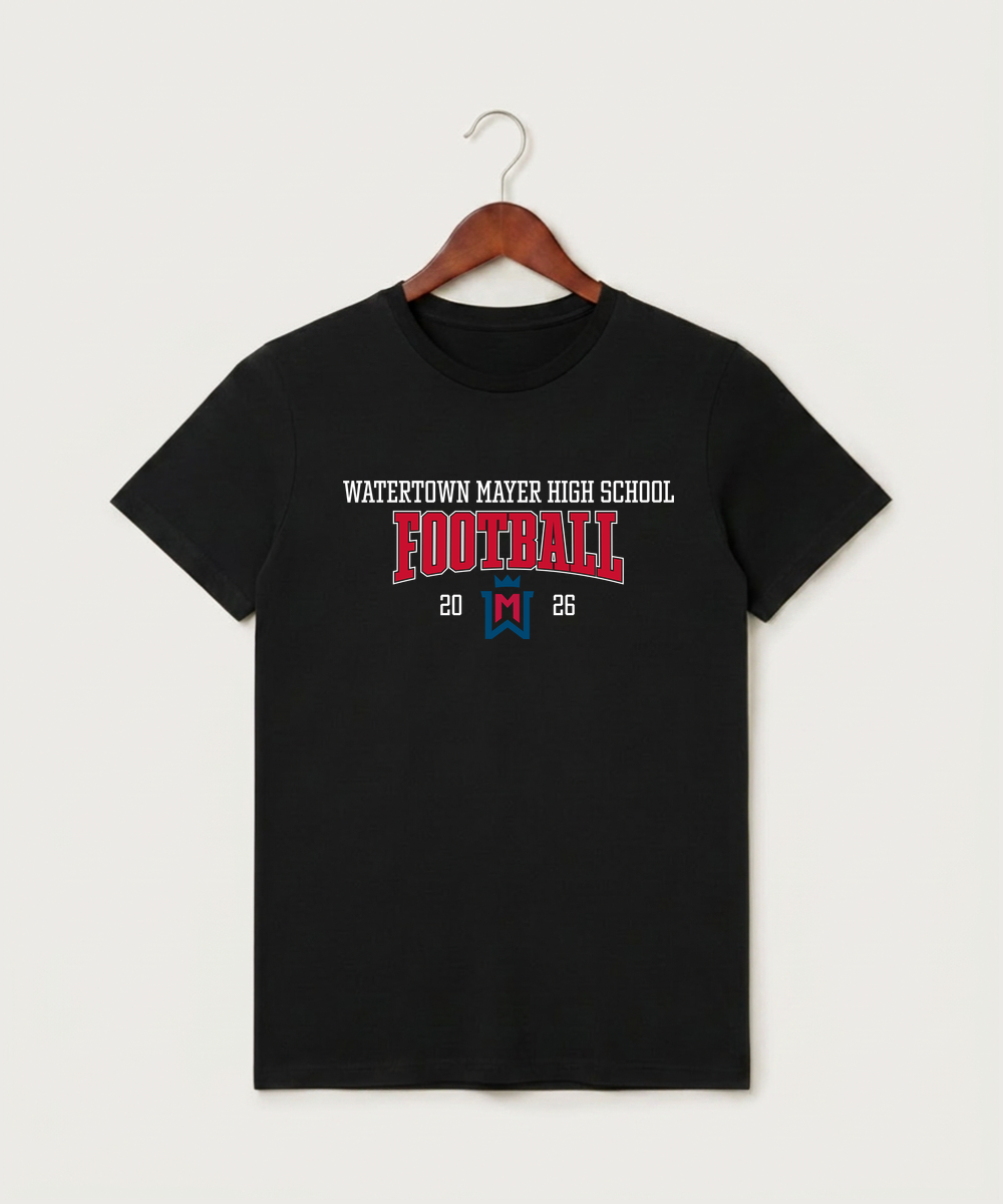 Watertown Mayer High School Football (Boys) - Black T-Shirt - Full Front