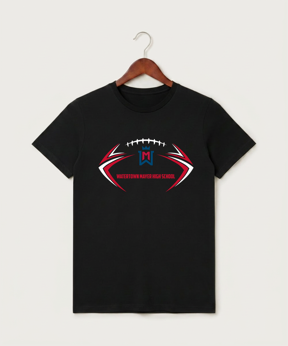 Watertown Mayer High School Football (Boys) - Black T-Shirt - Full Front
