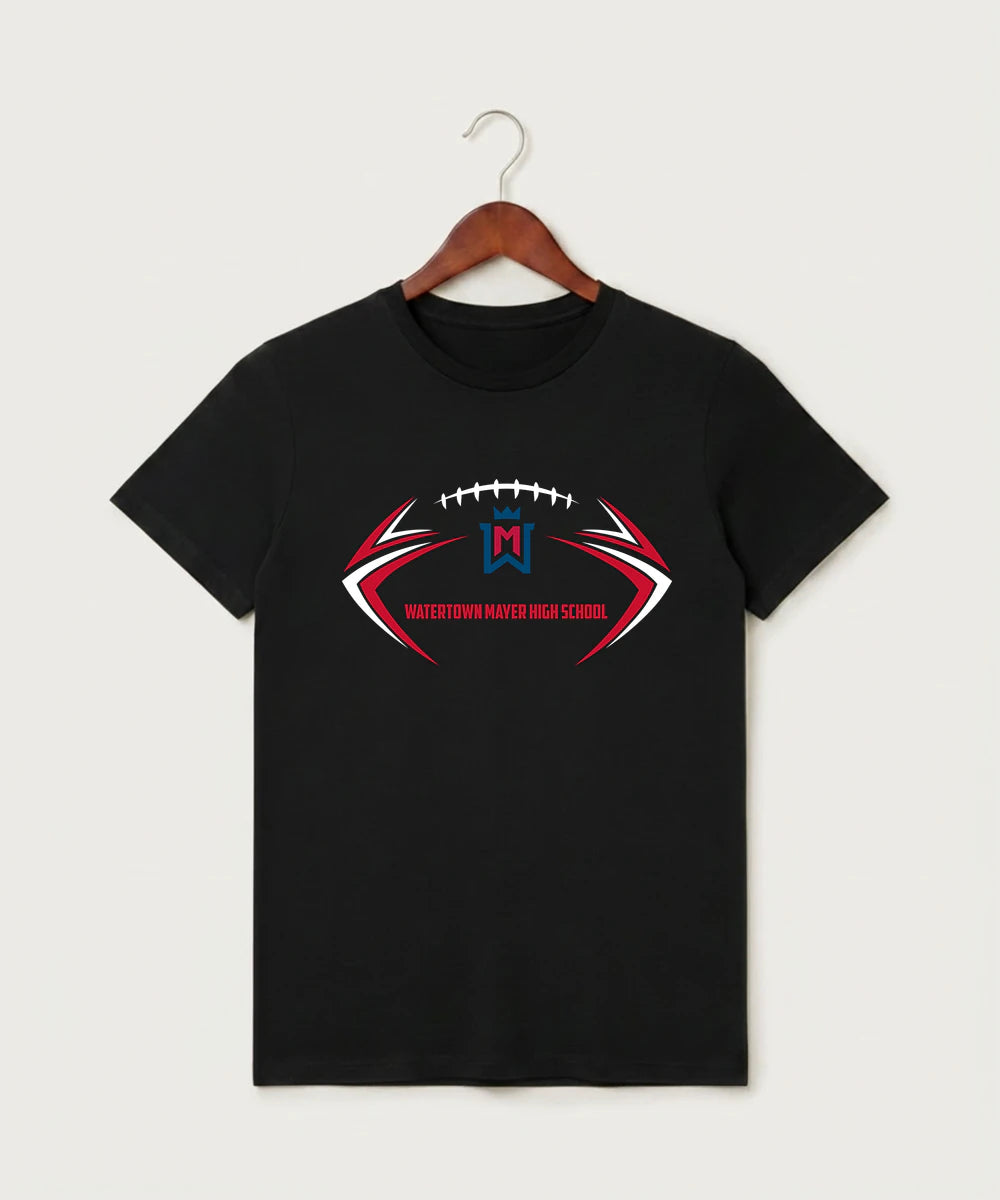 Watertown Mayer High School Football (Boys) - Black T-Shirt - Full Front