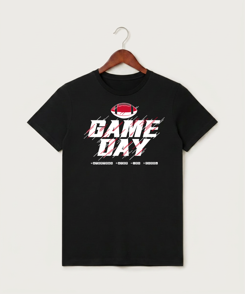 Watertown Mayer High School Football (Boys) - Black T-Shirt - Full Front