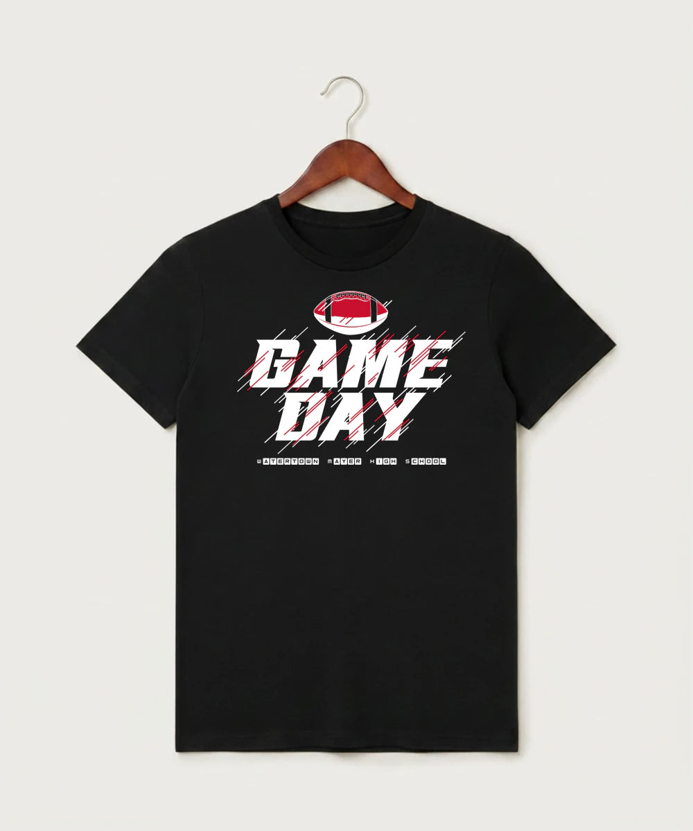 Watertown Mayer High School Football (Boys) - Black T-Shirt - Full Front