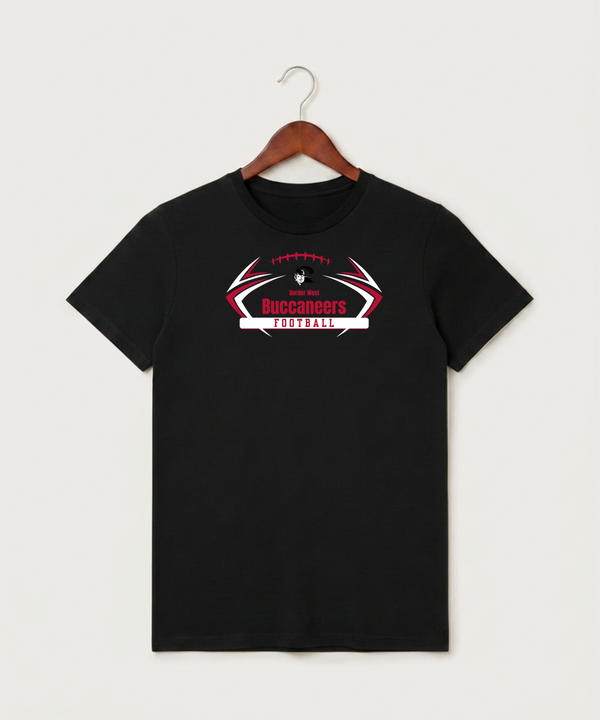 Border West Football (Boys) - Black T-Shirt - Full Front