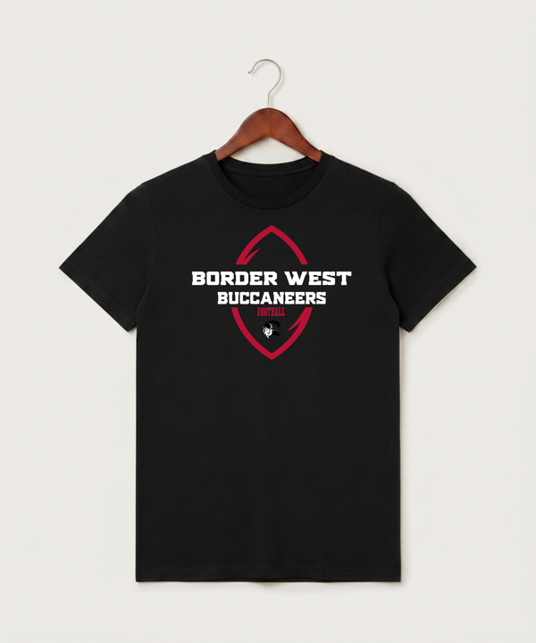 Border West Football (Boys) - Black T-Shirt - Full Front