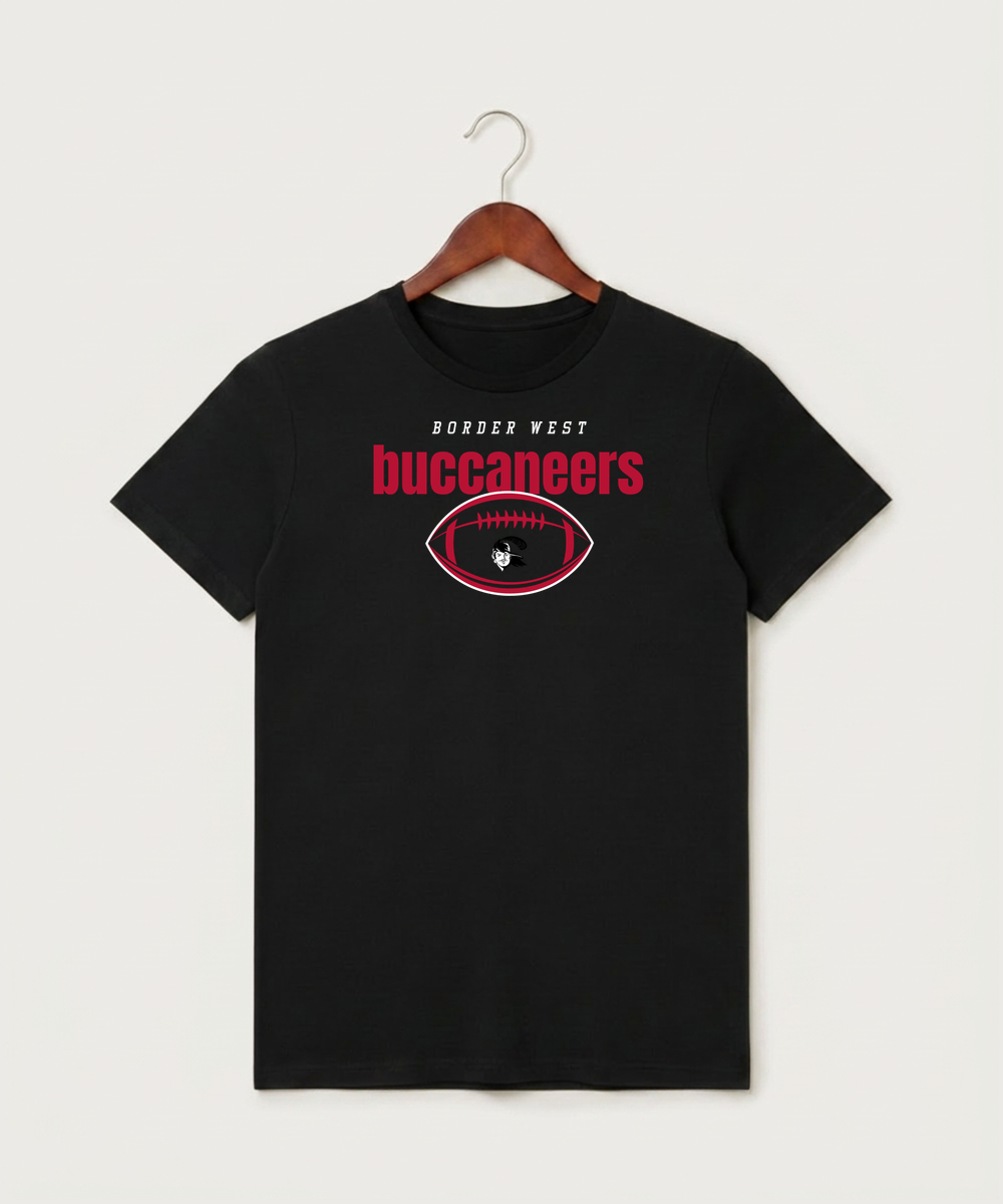 Border West Football (Boys) - Black T-Shirt - Full Front