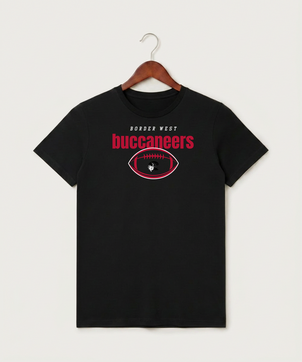 Border West Football (Boys) - Black T-Shirt - Full Front