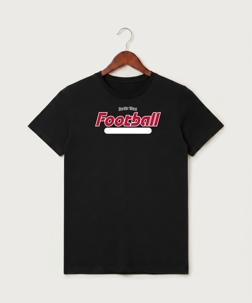 Border West Football (Boys) - Black T-Shirt - Full Front