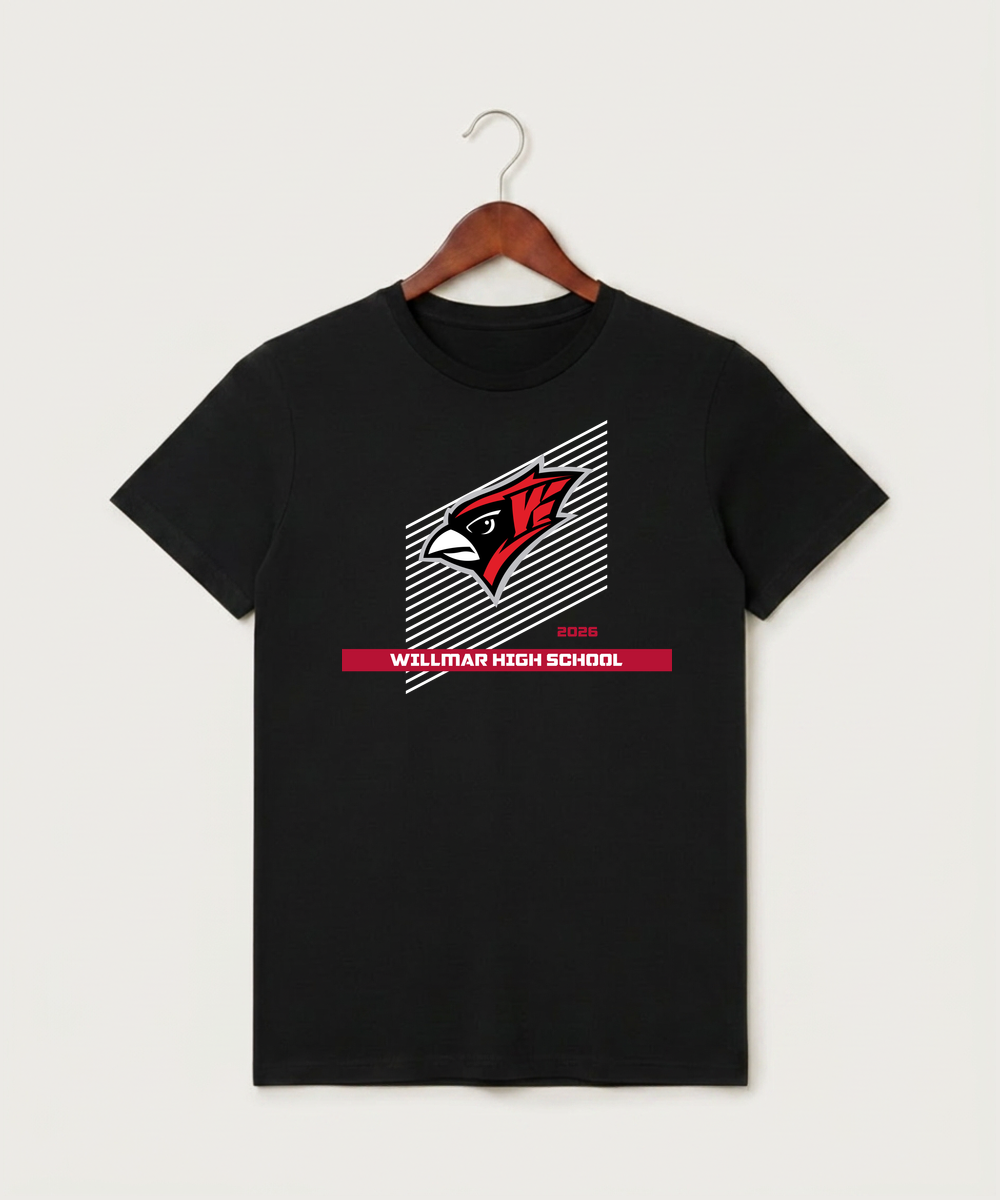 Willmar High School Athletics - Black T-Shirt - Full Front