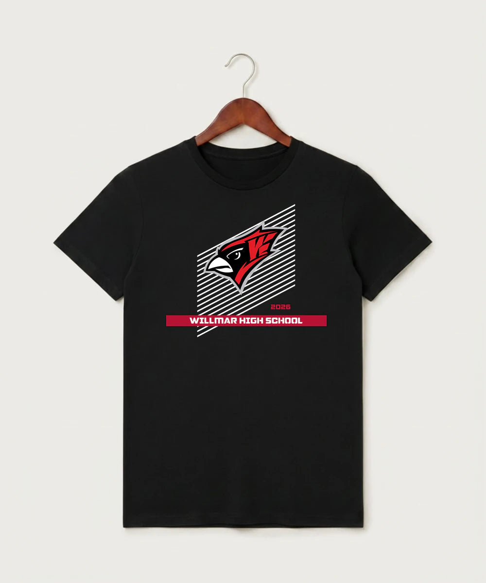 Willmar High School Athletics - Black T-Shirt - Full Front