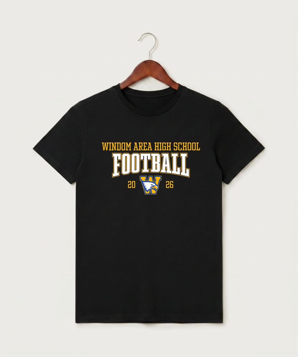 Windom Area High School Football (Boys) - Black T-Shirt - Full Front