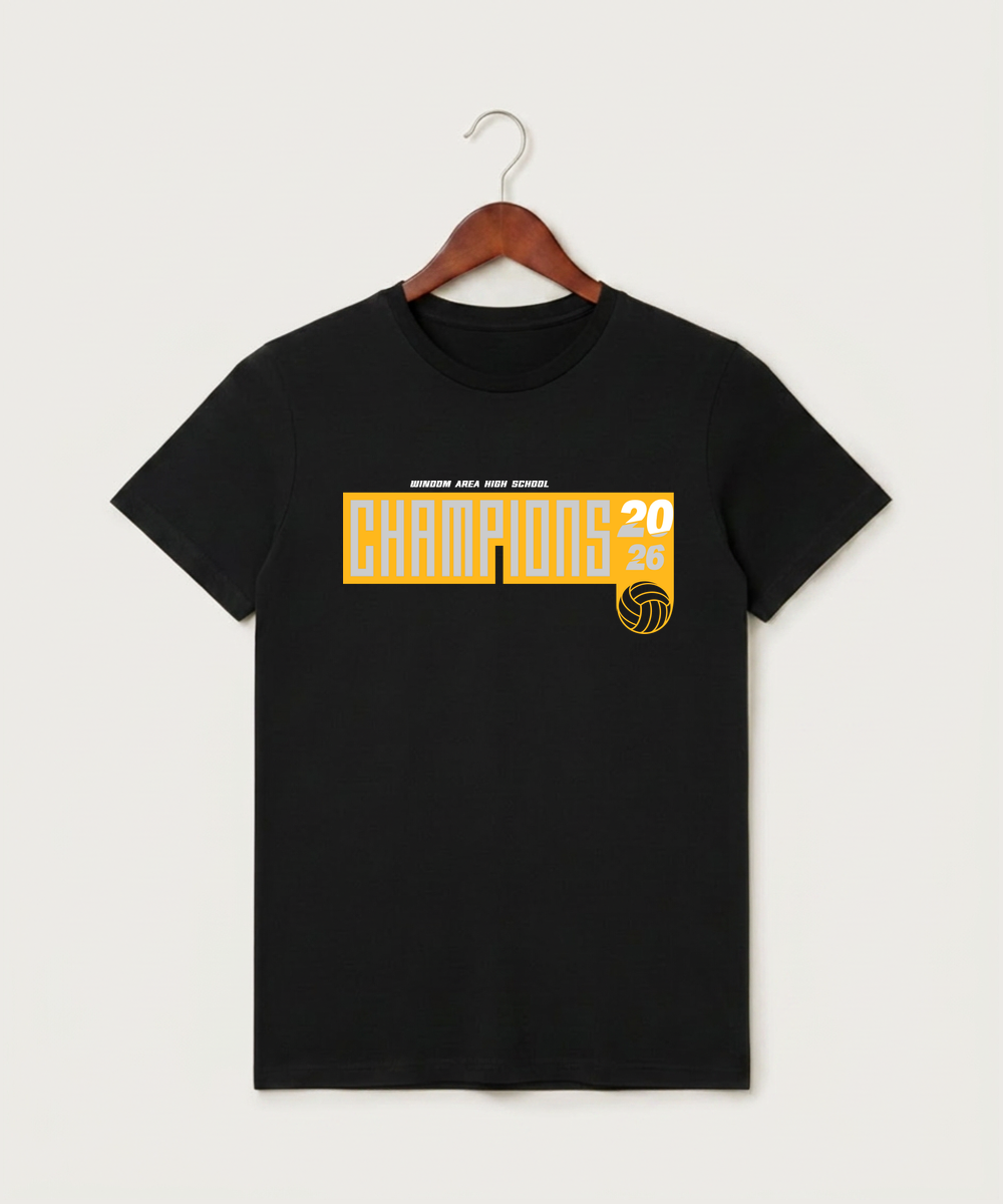 Windom Area High School Volleyball (Girls) - Black T-Shirt - Full Front